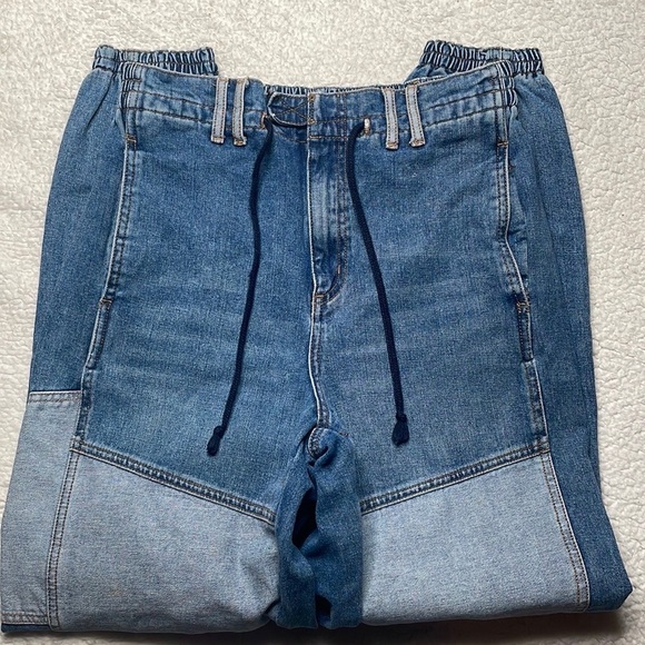 Y2K Urban Outfitters Jeans Patchwork BDG Medium Elastic Waist Ankle Pockets - Picture 6 of 8